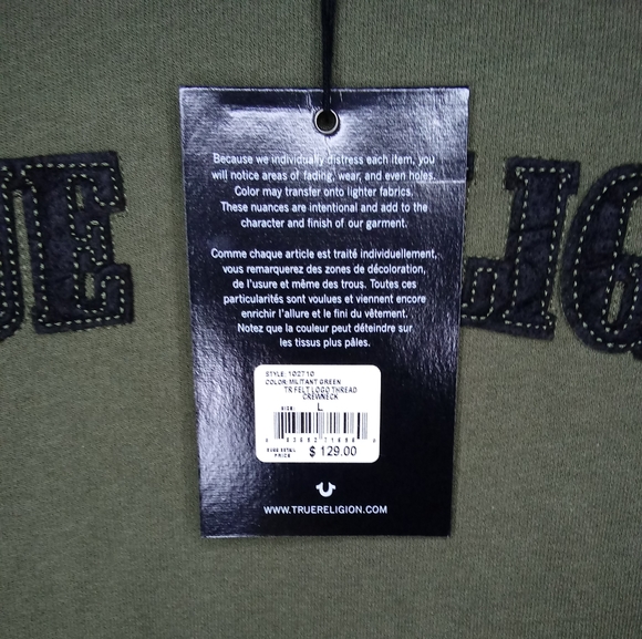 TRUE RELIGION LOGO THREAD CREWNECK - Picture 3 of 4